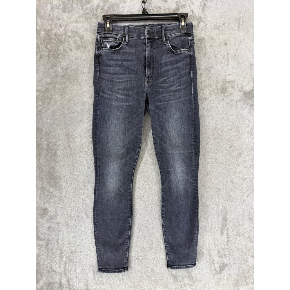 Mother High Waisted Looker Ankle Jeans Leave The Light On Black Skinny 26